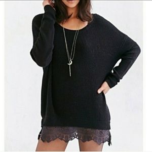 Pins and Needles oversized sweater w/ lace trim